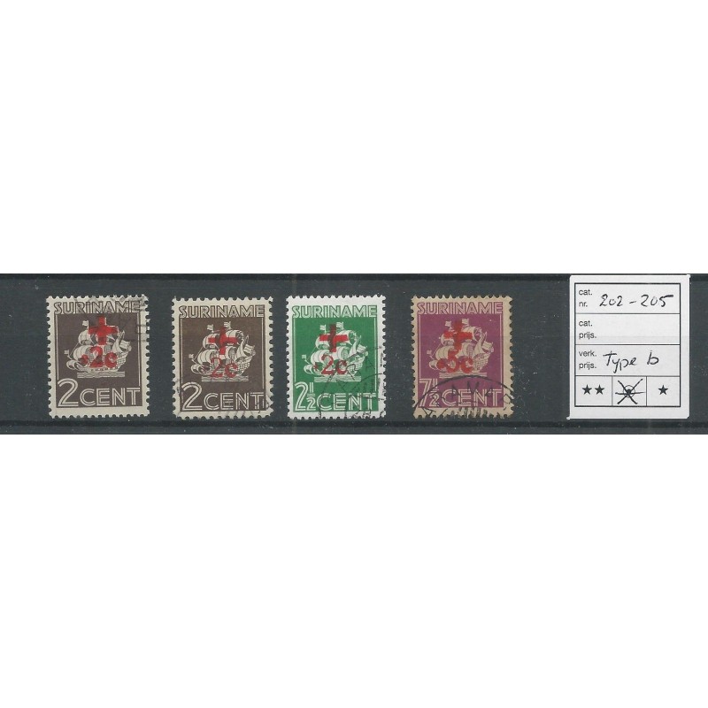 Suriname  202b-205b  Red Cross  VFU/used  CV 79 €