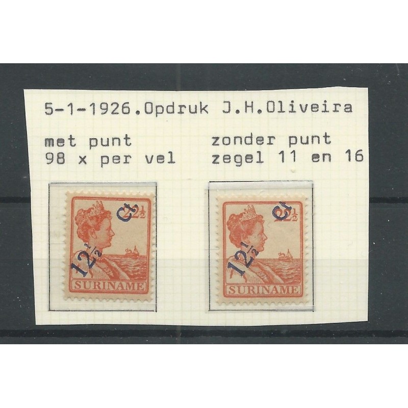Suriname 115f and 115 Provisional stamp  MH/unused CV  177,5 €