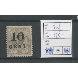 Suriname 30f "Broken T" VFU/used  CV 175 €