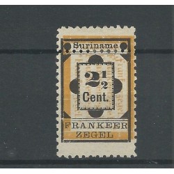 Suriname 22 provisional stamp 'DOUBLE PERFORATIE" MH/unused  CV ?? €
