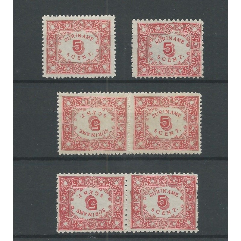 Suriname 58/59/58a/59a Provisional issue MH/unused  CV 400 €