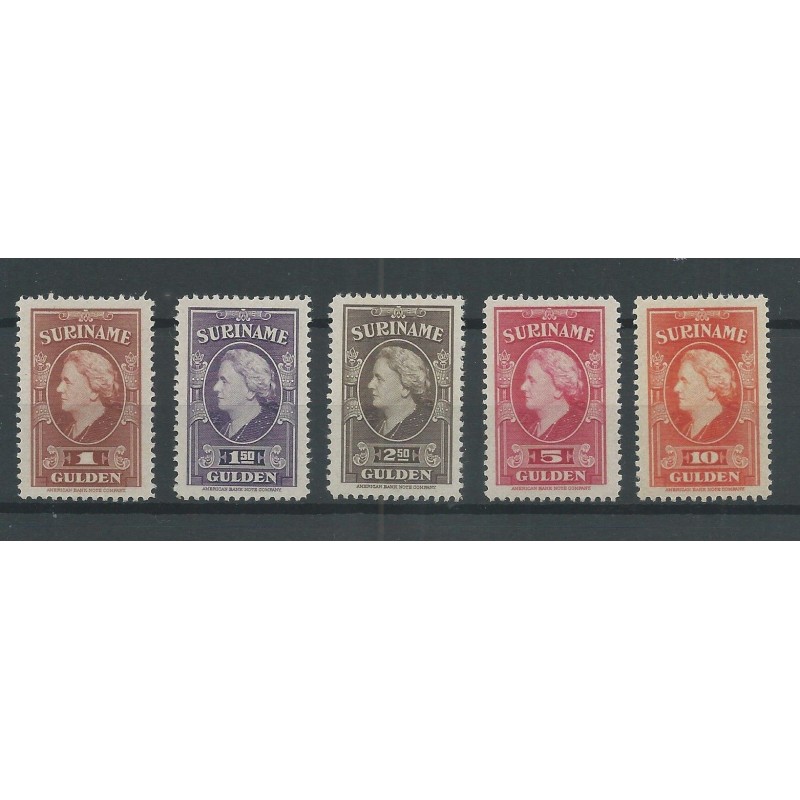 Suriname 239-243 Wilhelmina  MNH/postfris  CV 200 €