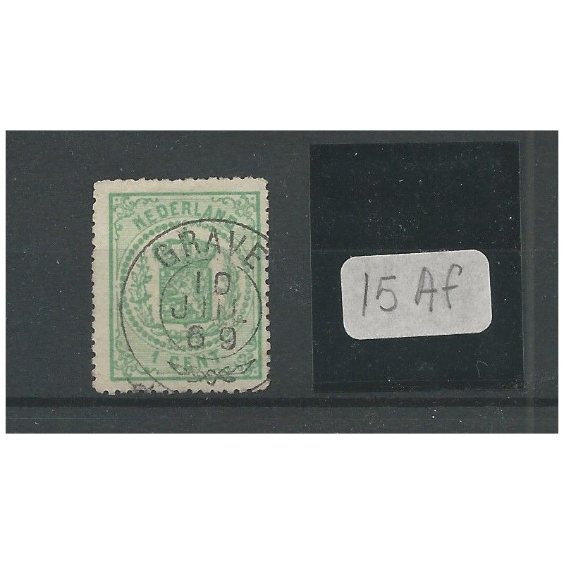 Nederland 15Af met "GRAVE 1869" francotakje VFU/gebr CV 240+ €