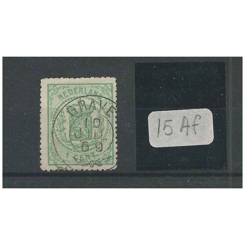 Netherlands 15Af with "GRAVE 1869" francotakje VFU/used CV 240+ €