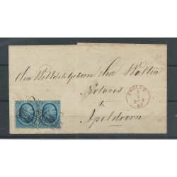 Nederland  4 paartje op brief ZWOLLE-APELDOORN 1867  VFU/gebr  CV 100+ €