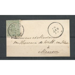 Nederland  15 met "UTRECHT 1877" tweeletter op kaartje VFU/gebr  CV 10+++ €