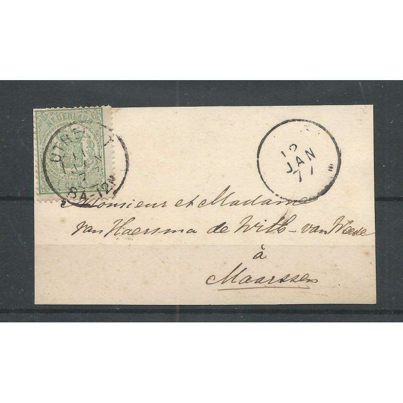 Netherlands  15 with "UTRECHT 1877" tweeletter on kaartje VFU/used  CV 10+++ €
