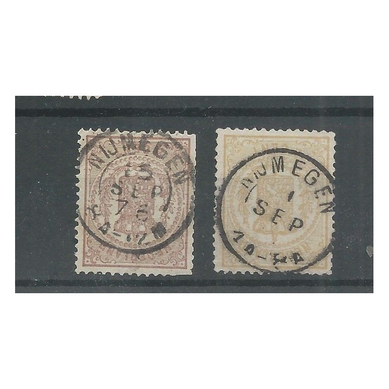 Nederland 13,  17  met "NIJMEGEN 1876" tweeletter  VFU/gebr  CV 40+ €
