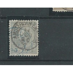 Netherlands 22 with  "AMSTERDAM-EMMERIK"  small round cancel  & blue buitenlands cancel VFU/used  CV 12,5+ €