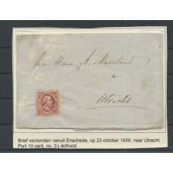 Netherlands 2j  plt V on cover ENSCHEDE-Utrecht   CV 150 €