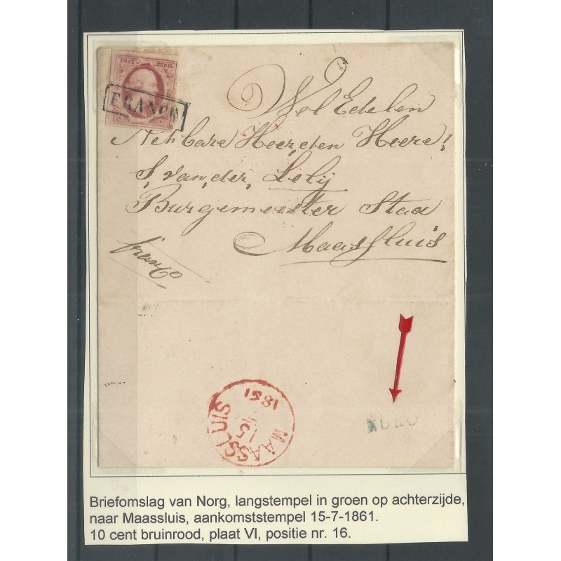 Netherlands 2l  plt VI-16 on cover NORG-Maassluis  CV 200+ €
