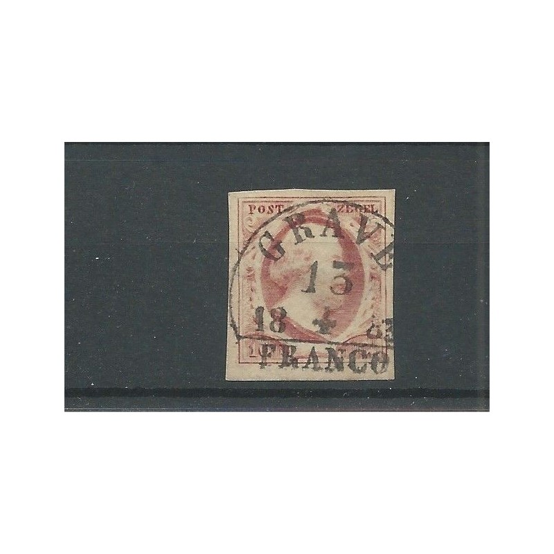 Netherlands 2  plt I-9  "GRAVE-B 1853"  VFU/used  CV 130+ €