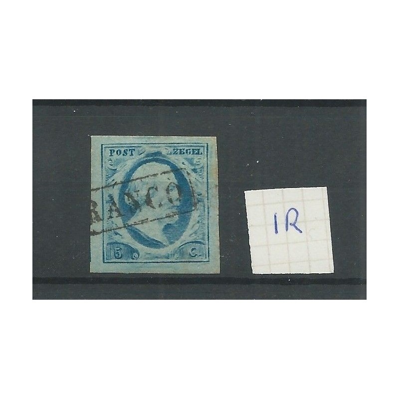 Netherlands 1r plt VI-12 brede randen VFU/used  CV 45 €