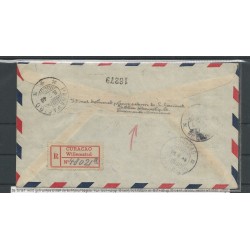 Suriname LP27-28 Red Cross on Registered cover Curaçao and terug Suriname VFU/used  CV 100+ €