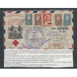 Suriname LP27-28 Rode Kruis op R-Brief Curacao en terug Suriname VFU/gebr  CV 100+ €
