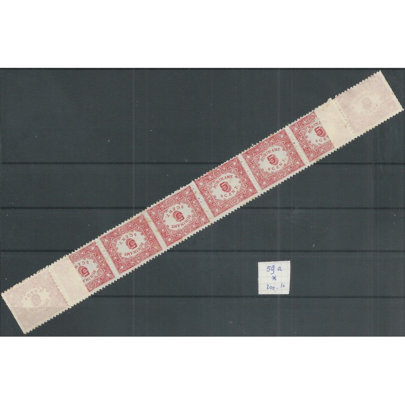 Suriname 59a TETE-BECHE in STRIP van 10 zegels  MH/ongebr  CV 200 €