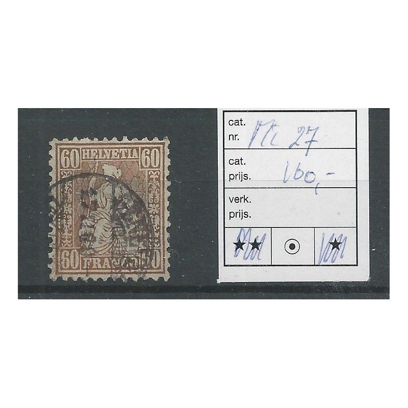 Switzerland  27 Sitzende Helvetia 60ct VFU/used   CV 170 €