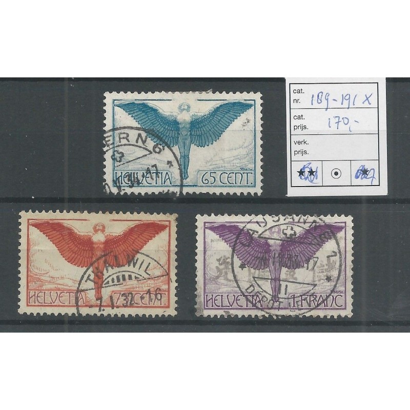 Switzerland 189x-191x  Airmail  VFU/used   CV 170 €