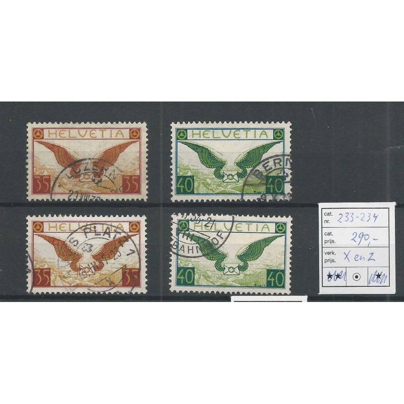 Switzerland 233-234 x and y  Airmail  VFU/used   CV 290 €
