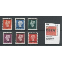 Dutch East Indies 351-353PM , 355-356PM Wilhelmina plate flaw MNH  CV 220€