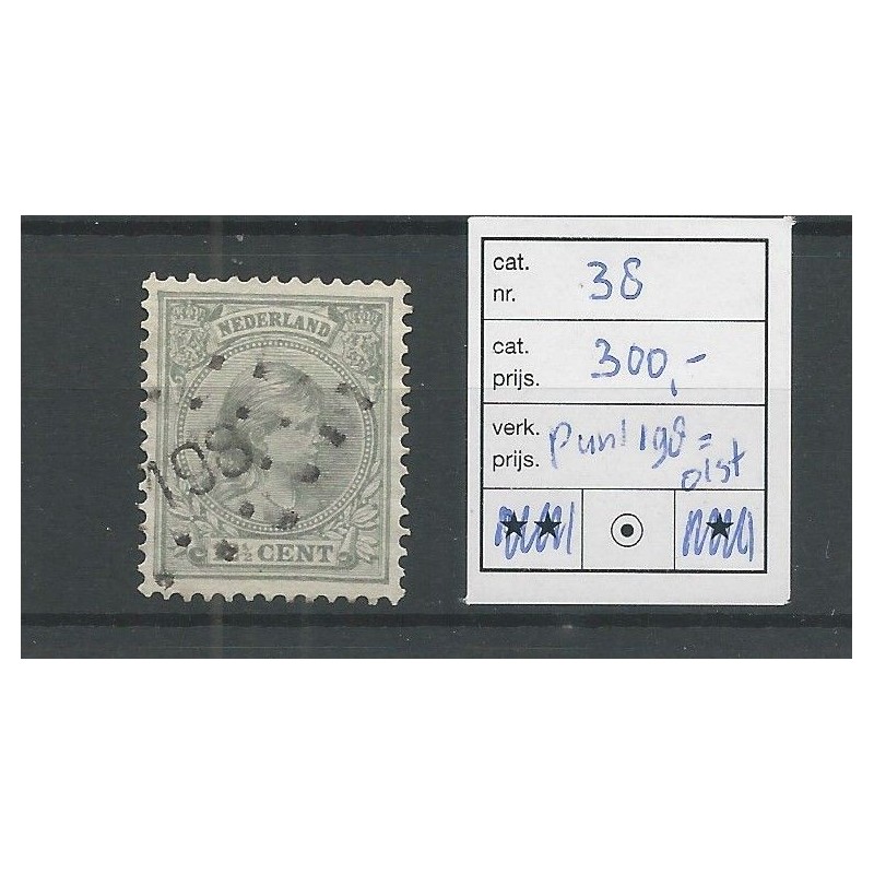 Netherlands 38 with numeral dot cancel 198 /Olst  VFU/used  CV 300 €