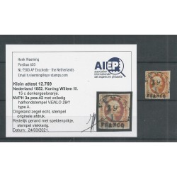 Netherlands 3a pos42  "VENLO-A"  VFU/used CV 400+ € Certificate Vleeming