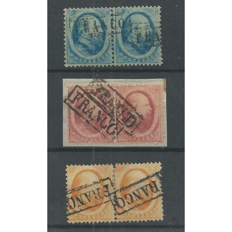 Netherlands 4-6 pairs Willem III 1864  VFU/used  CV 365 €