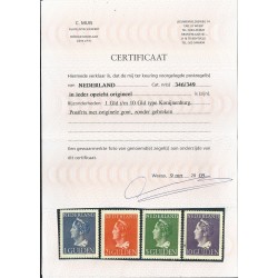 Netherlands  346-349 Wilhelmina Konijnenburg  MNH  CV 455 € Certificate Muis !!
