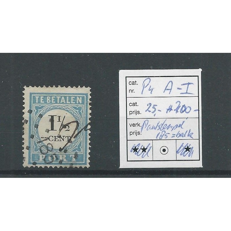 Netherlands P4A-I with numeral dot cancel 185/balk VFU/used  CV 225+€
