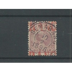 Ned. Indie  27 Wilhelmina "FRANCO in rood" VFU/gebr  CV 50+ €
