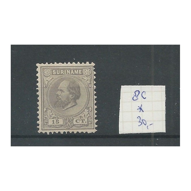 Suriname  8C  Willem III  MH/ongebr  CV 30€