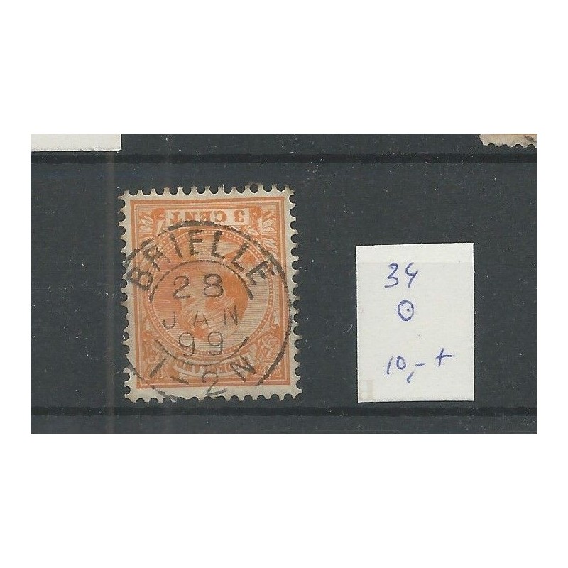 Nederland 34 met "BRIELLE 1899" kleinrond VFU/gebr  CV 10++€