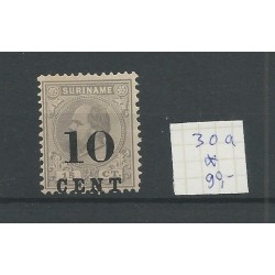 Suriname 30a Provisional stamp, shifted overprint  MH/unused CV 90 €