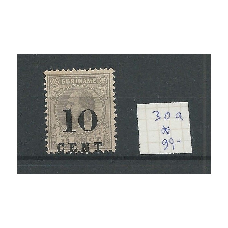 Suriname 30a Provisional stamp, shifted overprint  MH/unused CV 90 €