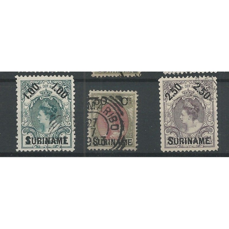 Suriname 34-36 Provisional issue VFU/used CV 45 €