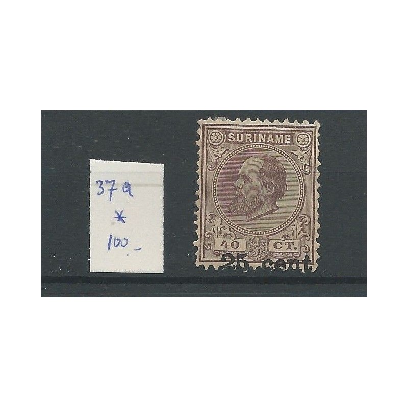 Suriname 37a Provisional issue Shifted overprint  MH/unused CV 125 €