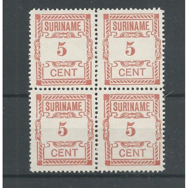 Suriname 67 Hulpuitgfite block of 4 MH/unused CV 40+ €