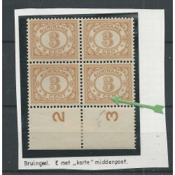 Suriname 74PM Cijfer blokje met plaatfout MNH/postris  CV 45+ €
