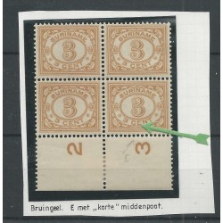 Suriname 74PM Numeral block with plate flaw MNH  CV 45+ €