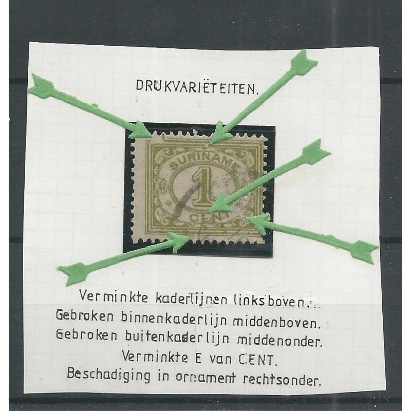 Suriname 70 Numeral with drukvarieteiten VFU/used  CV 25+ €