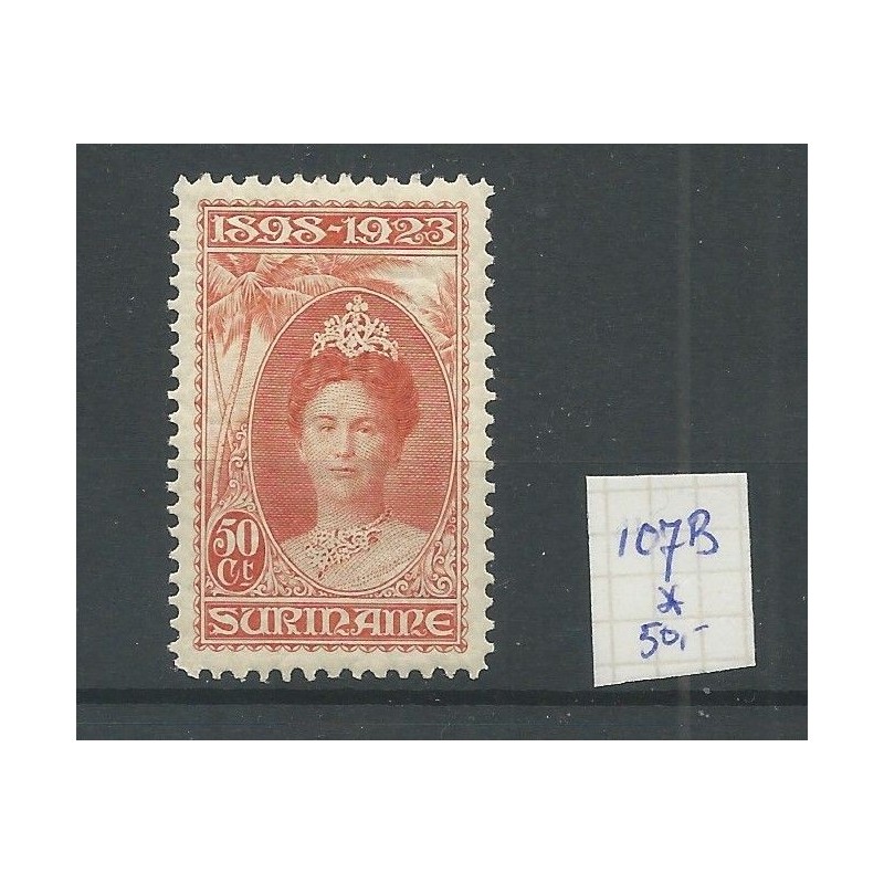 Suriname 107B  Wilhelmina MH/ongebr  CV 22,50 €