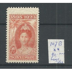 Suriname 107B  Wilhelmina LANGE SLAG MNH/postfris  CV 90++ €