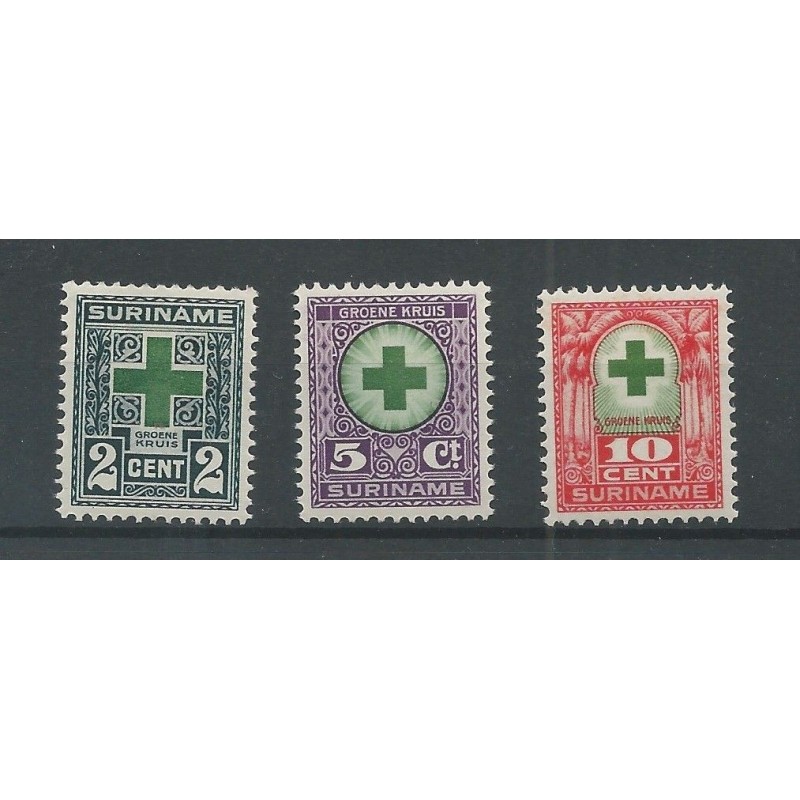 Suriname 127-129 Groene Kruis  MNH/postfris  CV 11 €