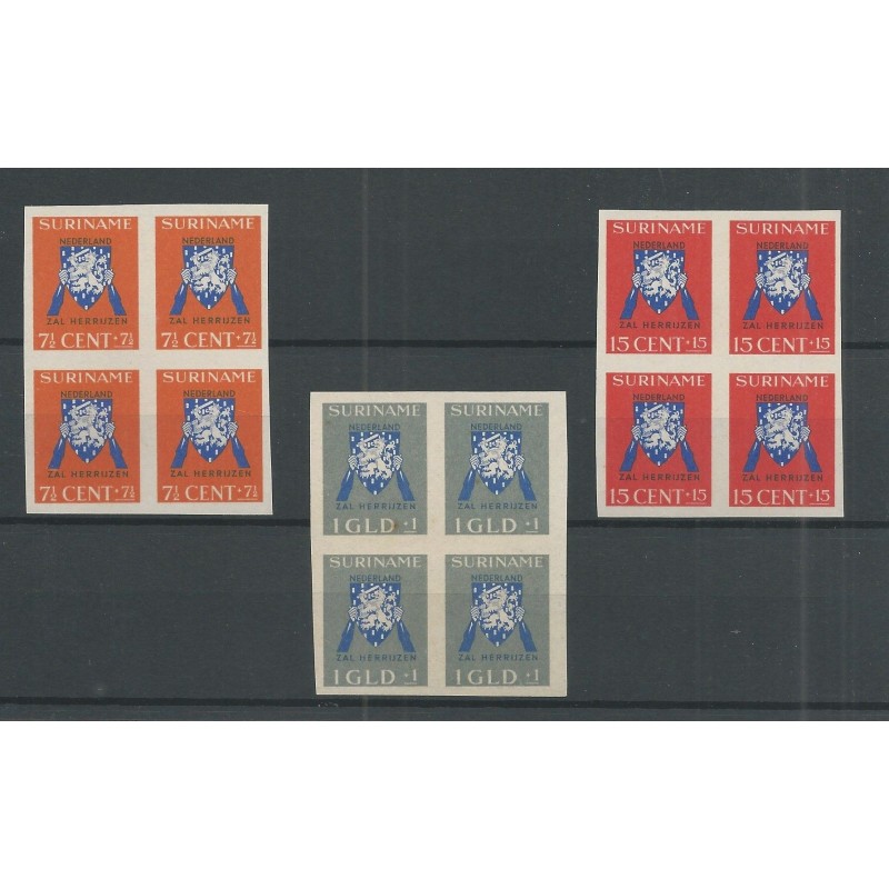 Suriname 197-199 Vrij Nederland PROEVEN in blok 4 MNH/postfris  CV 280 €