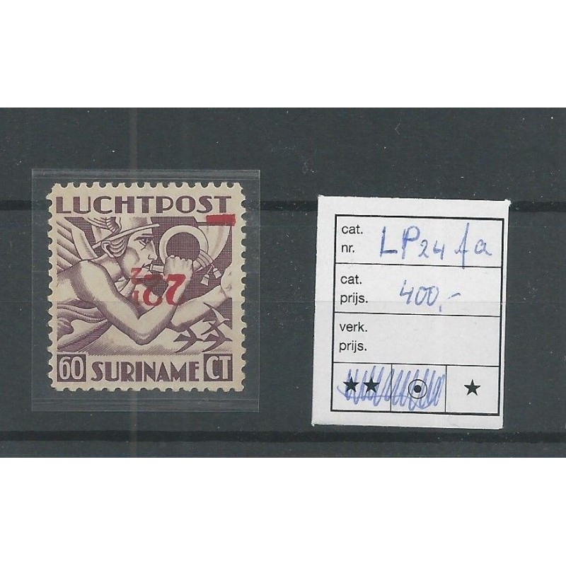 Suriname LP24fa Inverted overprint Airmail  MH/unused CV 400 €