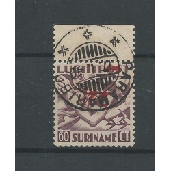 Suriname LP24fa Inverted overprint Airmail  VFU/used CV 400 € Vervalsing