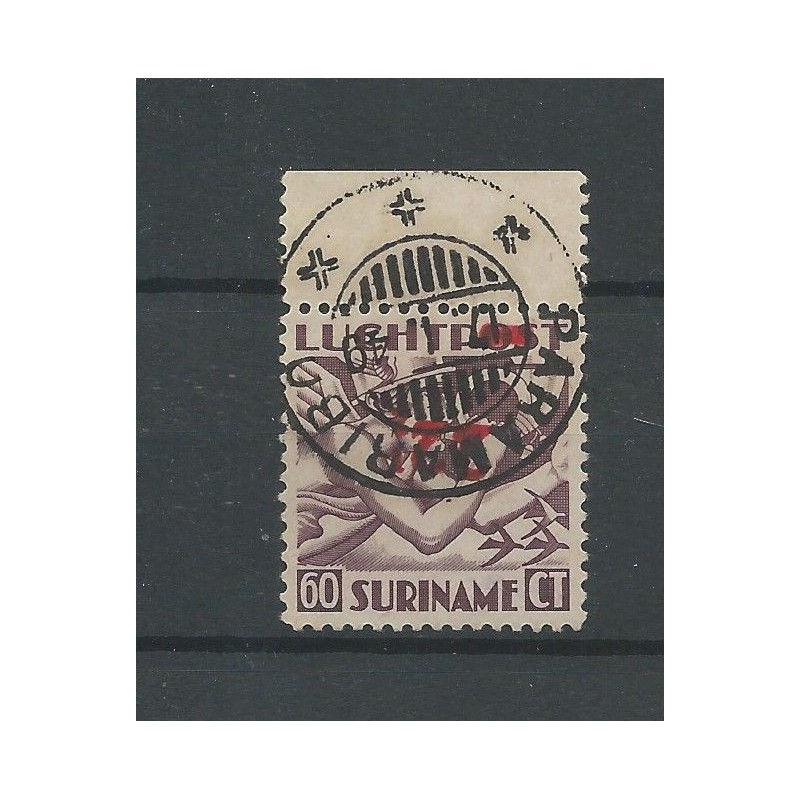 Suriname LP24fa Inverted overprint Airmail  VFU/used CV 400 € Vervalsing