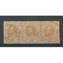 Curaçao 5D Willem III in strip of 3  VFU/used CV 300 €