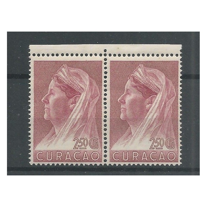 Curaçao 137 Wilhelmina 2,5Gld  pair MNH CV 180 €  EXTREMELY FINE !!