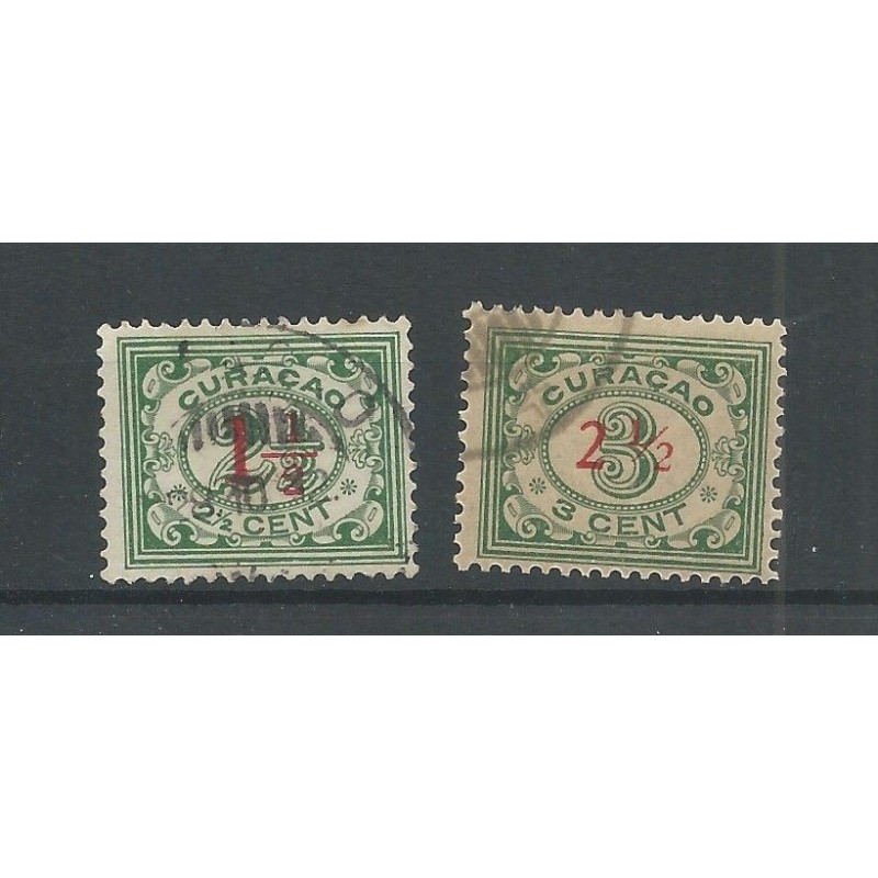 Curaçao 101-102 Provisional stamp VFU/used  CV 6,5 €  EXTREMELY FINE !!